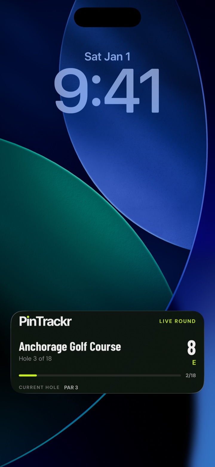 PinTrackr live round on the iPhone Lock Screen