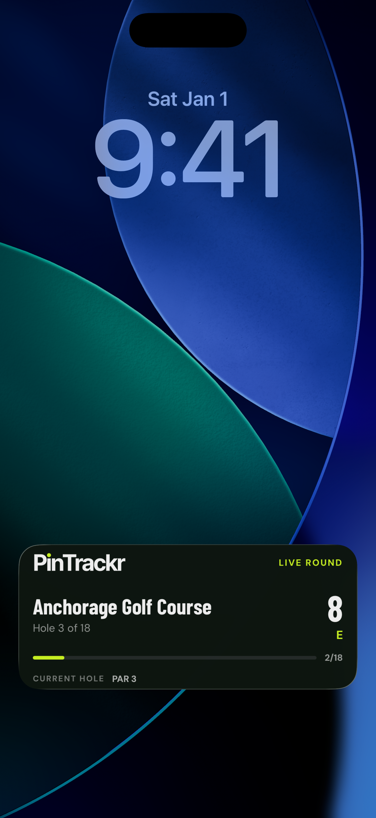 PinTrackr live round on the iPhone Lock Screen